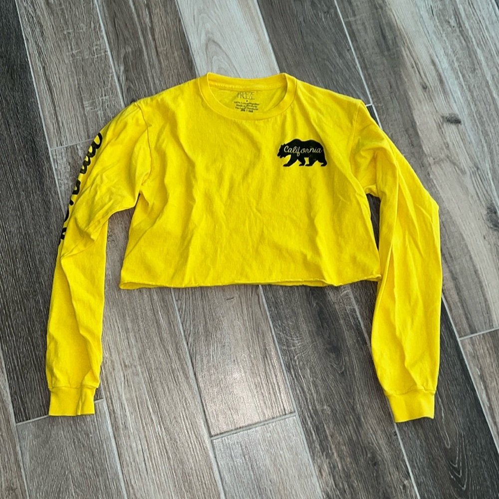California yellow long sleeve crop T-shirt, size small